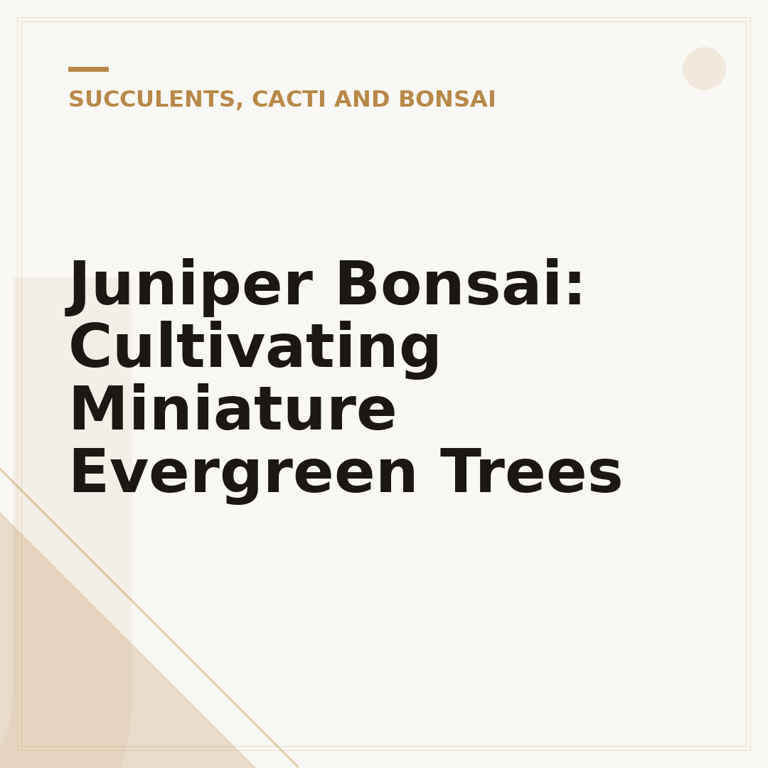 Juniper Bonsai: Cultivating Miniature Evergreen Trees